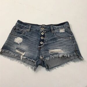 Bullhead Button Fly Distressed Denim Jean Shorts